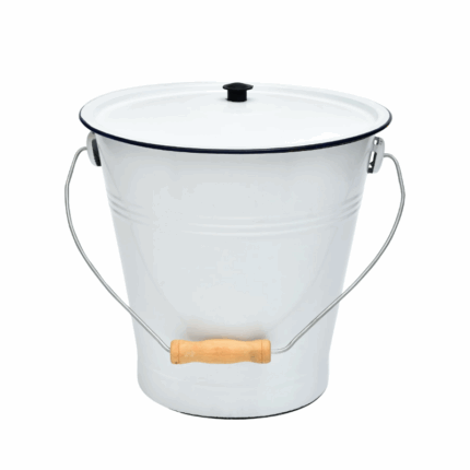 Emaille Emmer met Deksel – Retro Opbergemmer