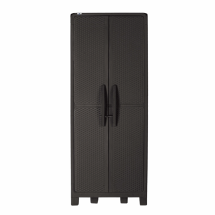 Ferrara kunststof opbergkast met vijf legplanken en dubbele deuren – hoge multifunctionele kast voor garage, tuin of bijkeuken