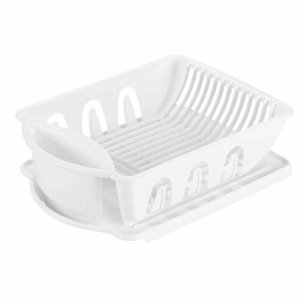 Wit Sterilite afdruiprek met opvangbak en bestekhouder