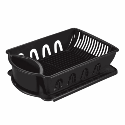 zwarte Sterilite afdruiprek van kunststof met opvangbak en bestekhouder