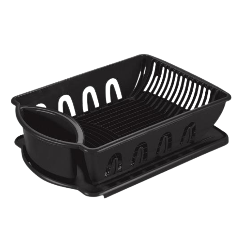 76406219006 zwarte Sterilite afdruiprek van kunststof met opvangbak en bestekhouder