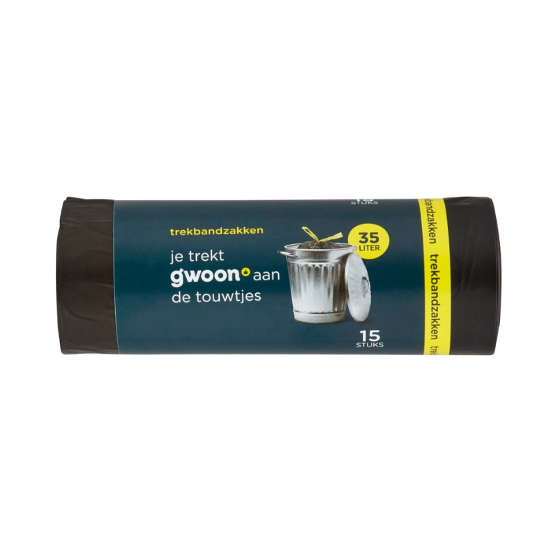 8710624340278 Gwoon Trekbandzakken 35 Liter – 15 stuks