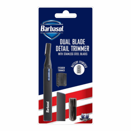 Barbasol Dual Blade detailtrimmer met wenkbrauwopzetstuk en beschermkap
