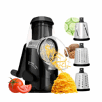 Brentwood draaibare rasp, snijder en shredder met 3 roestvrijstalen trommelmessen – Zwart