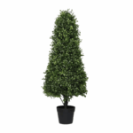 Conische topiary kunstplant van 90 cm in zwarte pot – geschikt voor binnen en buiten.