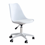 Witte ergonomische bureaustoel met wieltjes en in hoogte verstelbare zitting