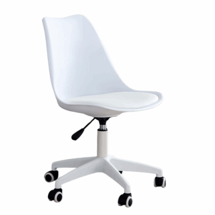 Witte ergonomische bureaustoel met wieltjes en in hoogte verstelbare zitting