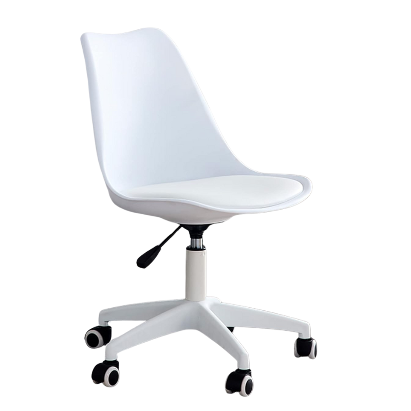 L0703145 Witte ergonomische bureaustoel met wieltjes en in hoogte verstelbare zitting