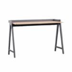 Moderne bureautafel met houten werkblad en metalen poten in A-frame design