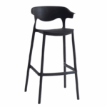 Moderne zwarte barstoel met rugleuning en armsteunen