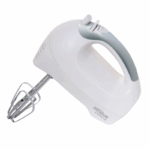 Premium Levella elektrische handmixer wit met 5 snelheden, turboknop en roestvrijstalen kloppers.