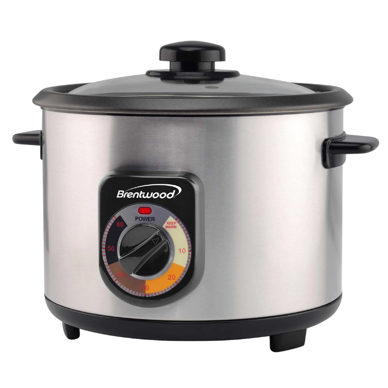 TS1020S Brentwood TS-1020S 10-Cup / 20-Cup Crunchy Persian Rice Cooker 700W met anti-aanbak kookpot, gehard glazen deksel, 60 minuten timer en automatische warmhoudfunctie
