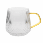 Glazen Mok met Geel Handvat - 7.5×9 cm