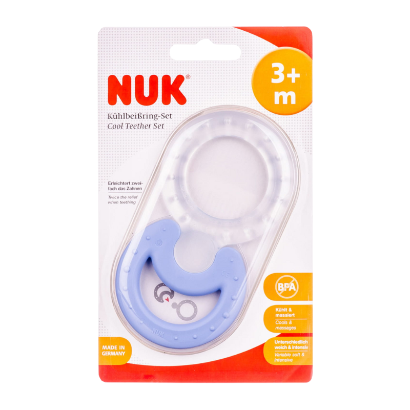 4008600083764 NUK Koelbijtring Set blauw – 3+ maanden – BPA-vrij