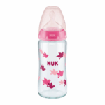 NUK glass baby bottle 300 ml with temperature indicator and silicone teat