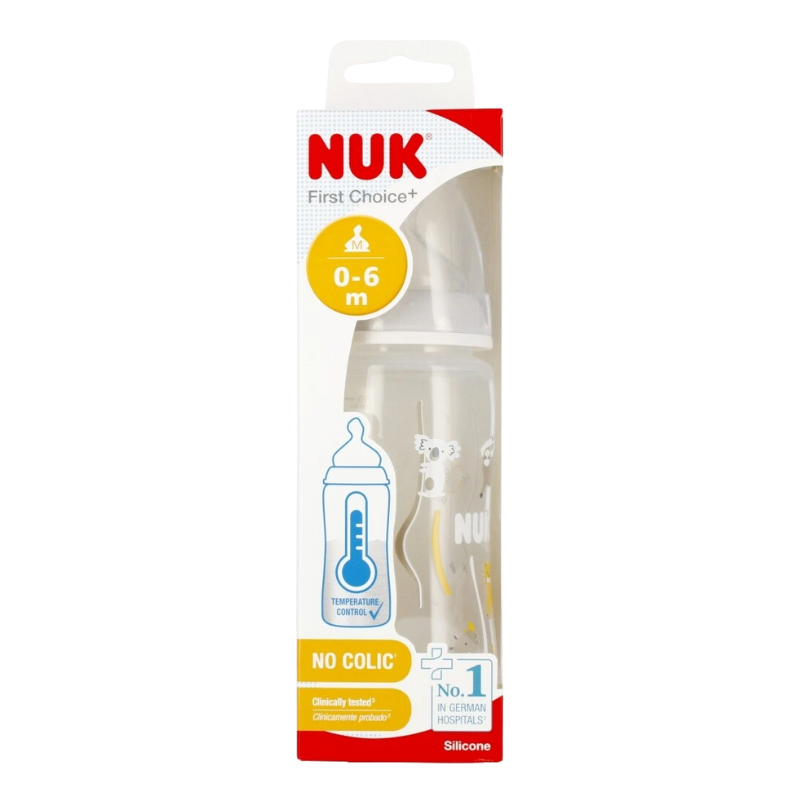 4008600360070 (1) Nuk Plastiek Papfles metTemperatuurindicator 300 ml - Diverse Print - Afbeelding 1