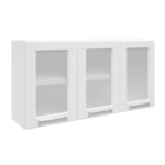 bertolini witte wandkast met drie deuren en decoratief glas voor de keuken