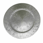 Zilverkleurig onderbord van 32 cm met glanzende afwerking en elegant patroon – luxe tafeldecoratie