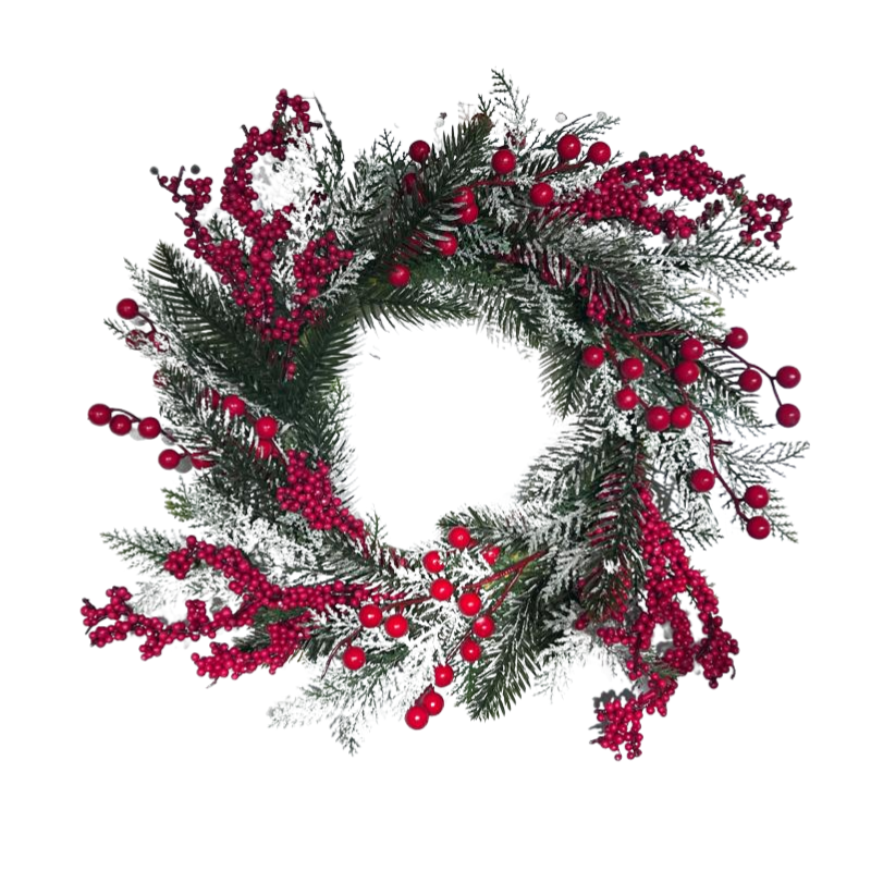 L0611564 Kerstkrans met rode bessen en dennentakken – 40 cm