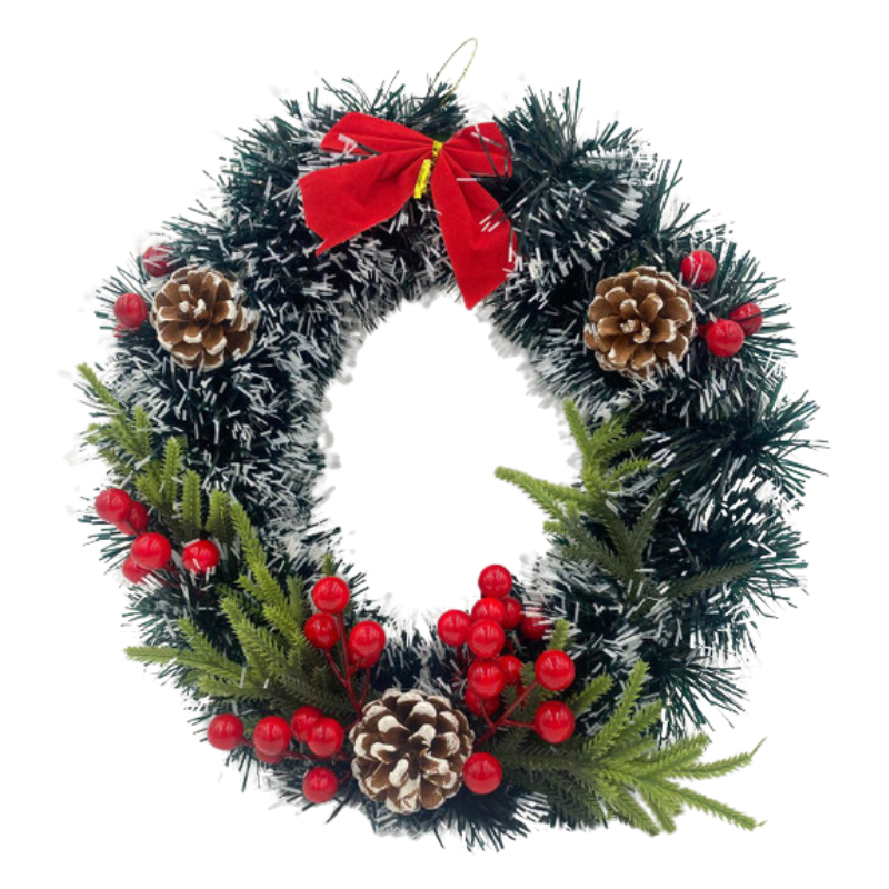 Verlichte Kerstkrans glittery Bristle - Groen - Diameter 61 Cm - 50