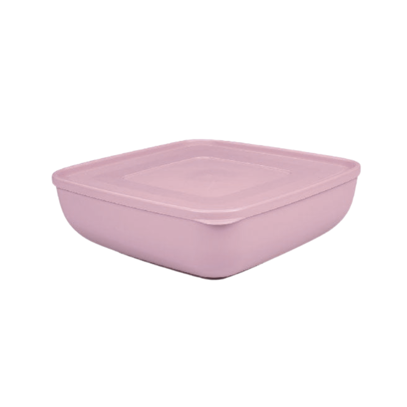 M032 Vierkant plastic bakje van 1.8 liter met bijpassend deksel. Ideaal voor het luchtdicht bewaren van voedsel in de keuken.