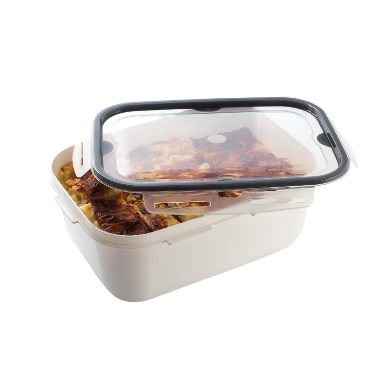 M1365 Ucsan Lock & Fit Opslagbakje 2 Liter met witte body en transparante deksel, ideaal voor het bewaren van voedsel