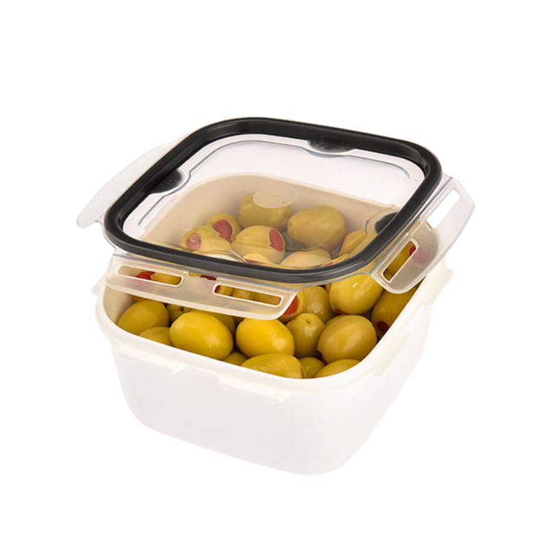 M1464 Ucsan vierkant Lock & Fit Opslagbakje 700 ml met witte body en transparante deksel,