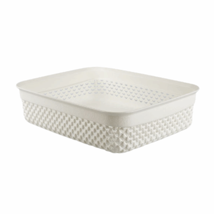 Ucsan kunststof opbergmandje 24.5×19.5×6.5 cm wit – handig mandje voor badkamer of keuken