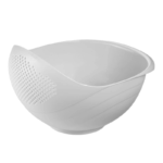 kunststof rijstkom van 3 liter met ingebouwd zeefgedeelte en schenkrand. Ideaal voor het spoelen en afgieten van rijst, groenten of pasta.