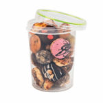 Ucsan Plastic Voorraadpot 1500 ml – Transparante bewaarpot met blauw luchtdicht deksel gevuld met noten