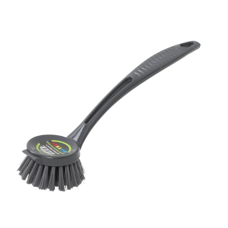 YF166 (1) Paarse afwasborstel met ronde borstelkop en ergonomische handgreep