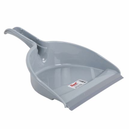 rijs kunststof stofblik met rubberen voorrand en ergonomisch handvat. Label met merknaam "Best" zichtbaar aan de binnenzijde.