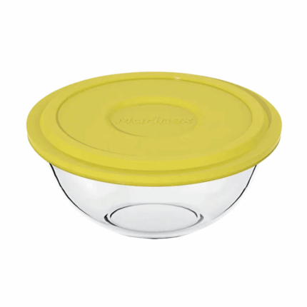 Nadir Glazen Kom 0306 – 1.5 Liter met deksel, duurzaam glazen bewaarbakje voor leftovers en snacks