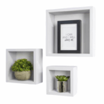 Zwarte vierkante wandplank set van 3 – moderne zwevende muurplanken