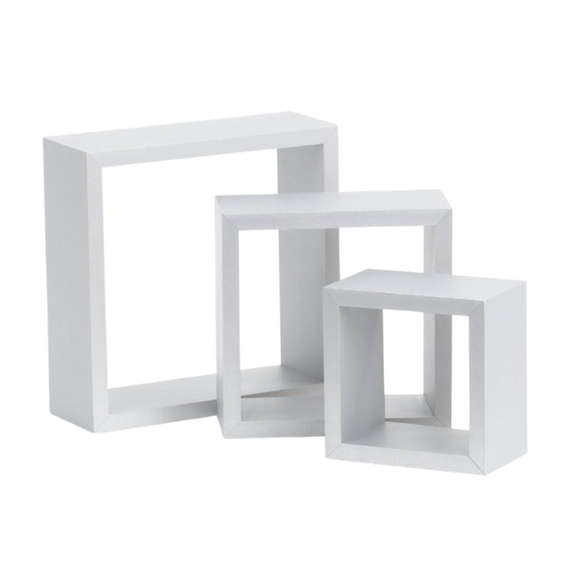 856DRN992B (2) Zwarte vierkante wandplank set van 3 – moderne zwevende muurplanken