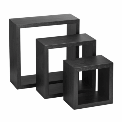 Zwarte vierkante wandplank set van 3 – moderne zwevende muurplanken