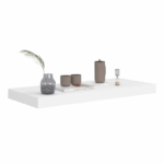 Witte zwevende wandplank 60×23,5×3,8 cm met decoratie – moderne muurplank met onzichtbare bevestiging