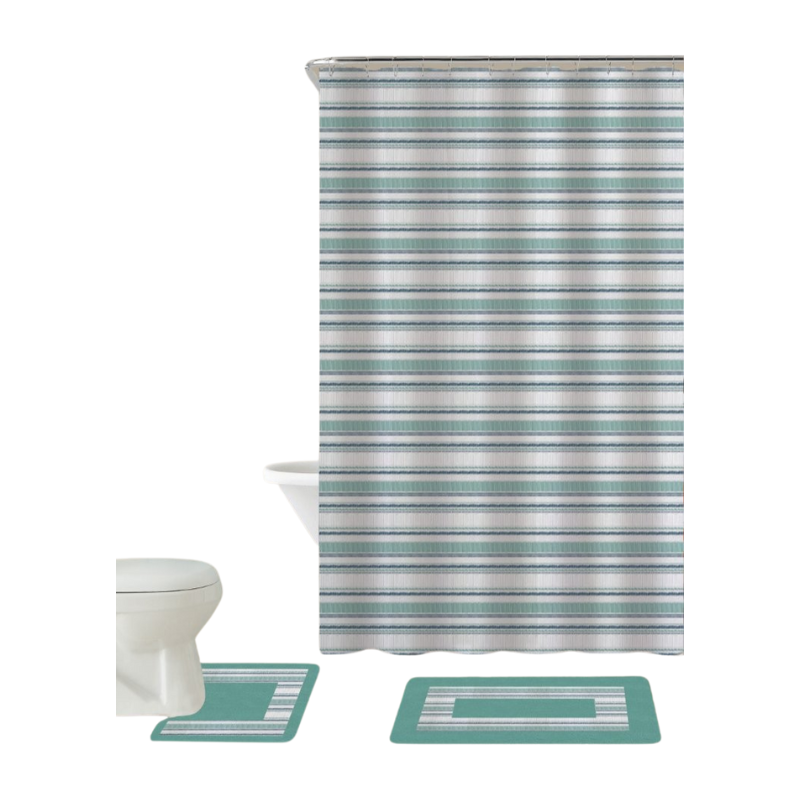 FH15PCTEAL (1) Kennedy badkamerset met douchegordijn, badmat, toiletmat en 12 gordijnringen – complete set voor een verzorgde en veilige badkamer.