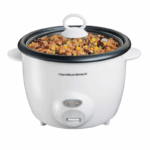 Elektrische rijstkoker met glazen deksel en stoommand