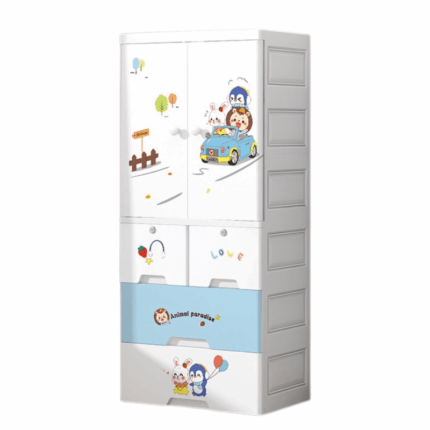 Kinder kledingkast met laden met dierenprint