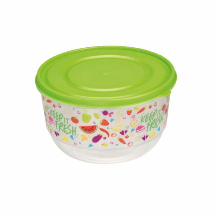 Transparante Ucsan voedselcontainer met groene tropische print en luchtdichte deksel – 1.8 liter