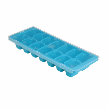 Ucsan Ijsblokjesvorm met Deksel – blauwe kunststof ijsblokjeshouder