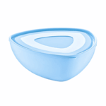 Ucsan driehoekige plastic bewaarkom met deksel - lichtblauw - 3 liter