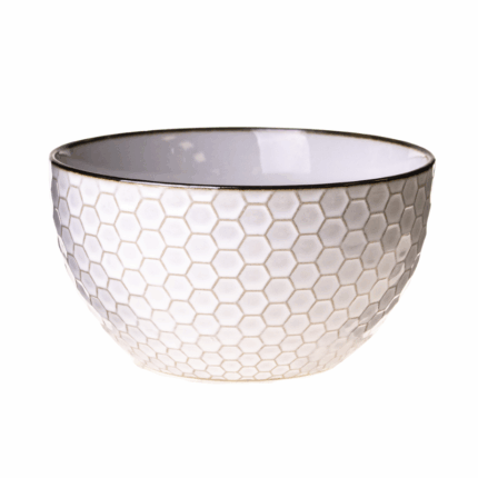 Keramische kom met honingraatpatroon in modern design.