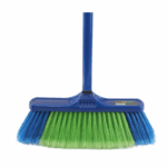 Fanatik vloerbezem met metalen steel 120 cm en groen-blauwe borstelvezels