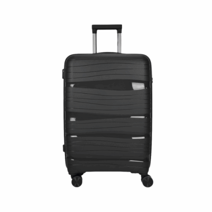 Zwarte harde reiskoffer 20 inch met uittrekbaar handvat en vier wielen