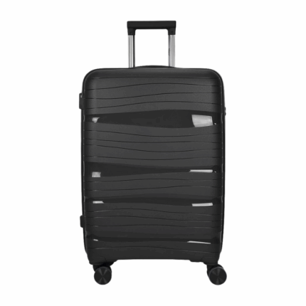 Zwarte harde reiskoffer 24 inch met uittrekbaar handvat en vier wielen