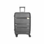 Grijze harde reiskoffer 18 inch met uittrekbaar handvat en vier wielen