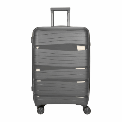 Grijze harde reiskoffer 24 inch met uittrekbaar handvat en vier wielen