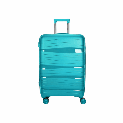 Blauwe harde reiskoffer 18 inch met uittrekbaar handvat en vier wielen